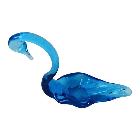 Vintage Hand Blown Art Studio Blue Swan Candy Dish - Picture 3 of 6